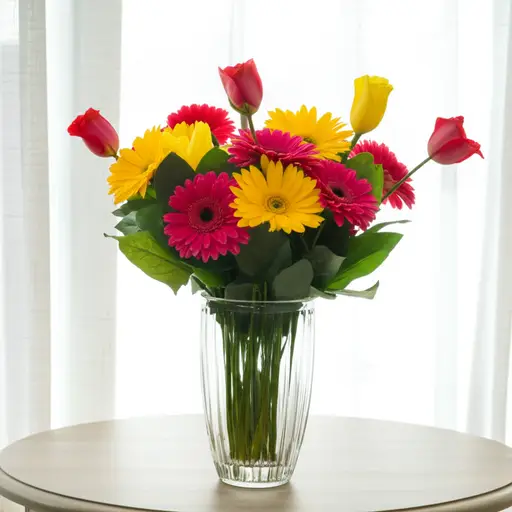 那瓶花让整个房间都亮堂了起来。