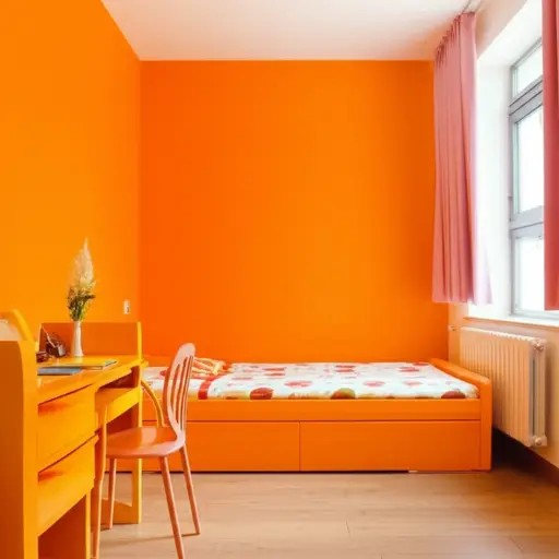 我把房间刷成了亮橙色。
