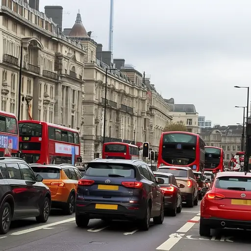 每次我去伦敦都会遇到交通堵塞。