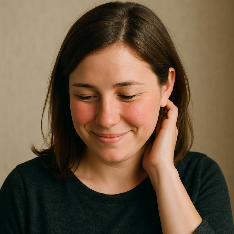 她感到脸颊因尴尬而发红。