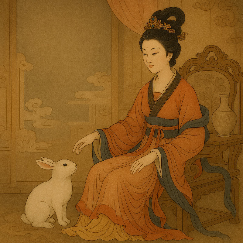 嫦娥和玉兔住在月宫里。