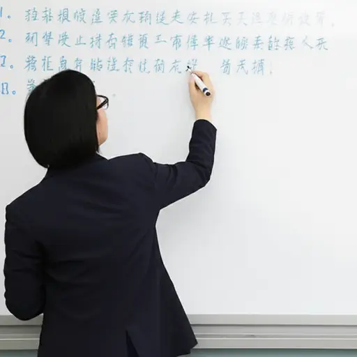 老师把今天的作业写在白板上。