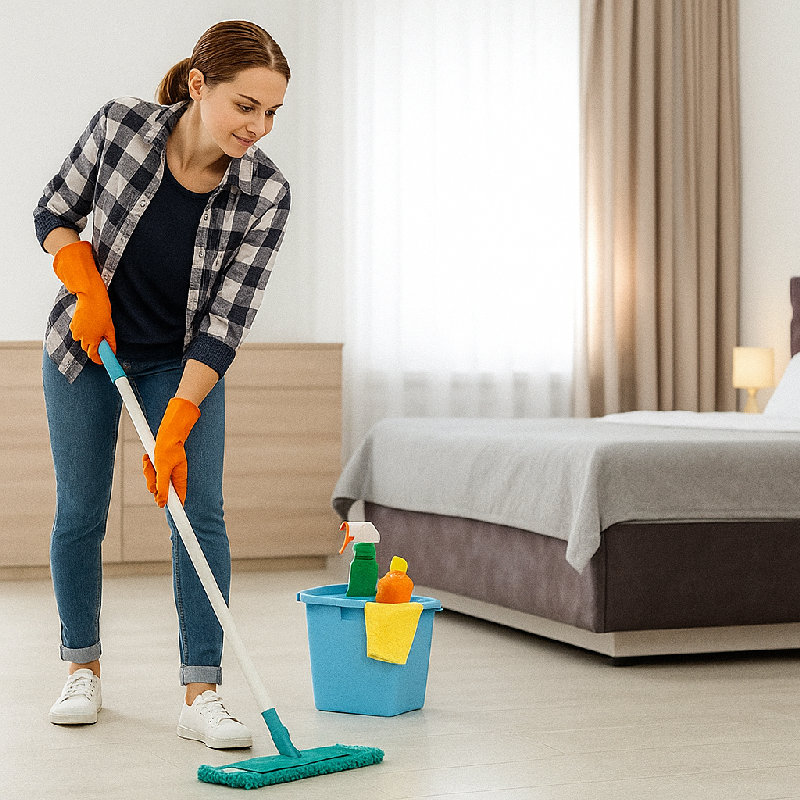 我每天都打扫房间。