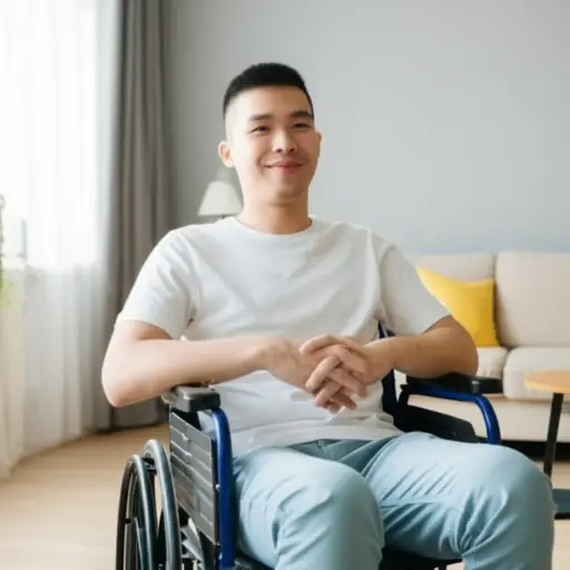 我哥哥使用轮椅。