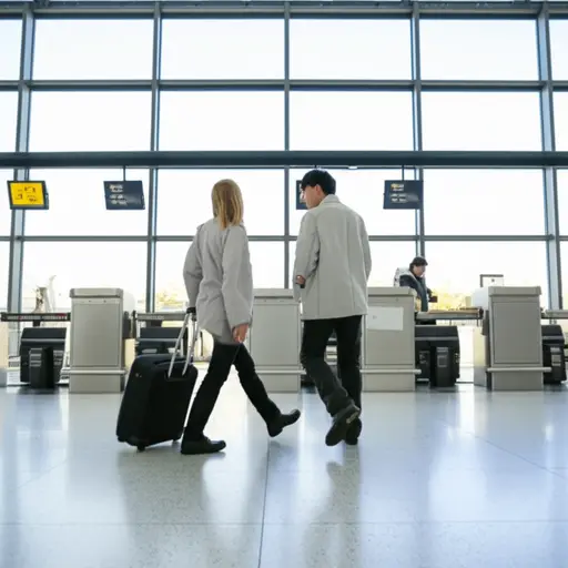 我们喝完咖啡后，去了办理登机手续处。