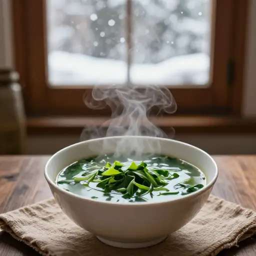 我为寒冷的天气做了一份丰盛的韭菜汤。