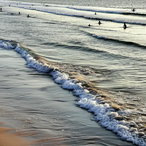 那天早上的浪非常适合冲浪。