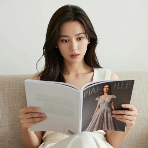 在杂志上看到那条昂贵的裙子后，她很想买下来。