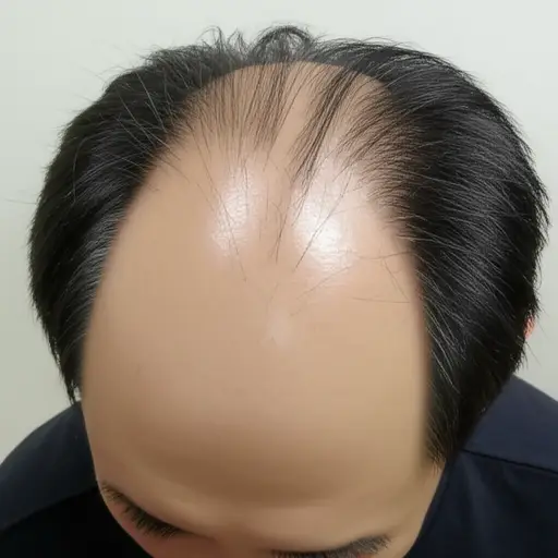 他头上有一块秃斑。