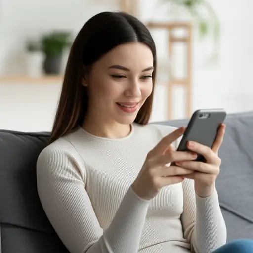 她喜欢用消息应用和家人聊天。