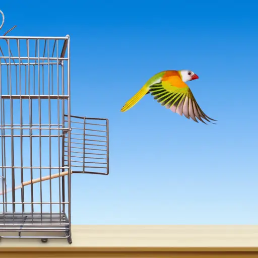 小鸟从笼子里飞出来，终于自由了。