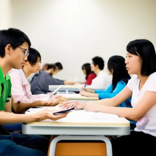 我们经常两人一组练习对话。