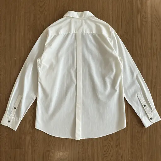 这件衬衫在后面扣上。