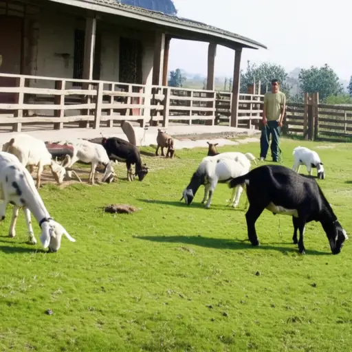 农夫在农场里养了一群山羊。