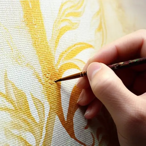 他使用金色颜料绘制细节。