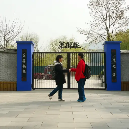 我每天在学校门口和我的好朋友见面。