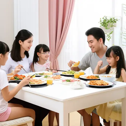 孩子们在家庭晚餐期间表现得非常好。