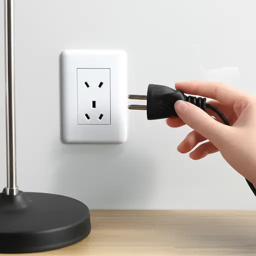 我把灯插入了电力插座。