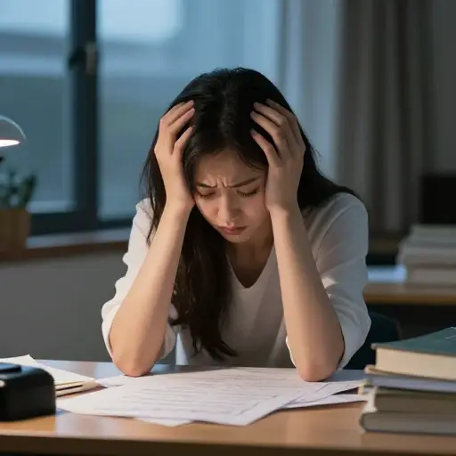 她被失败的恐惧所困扰。