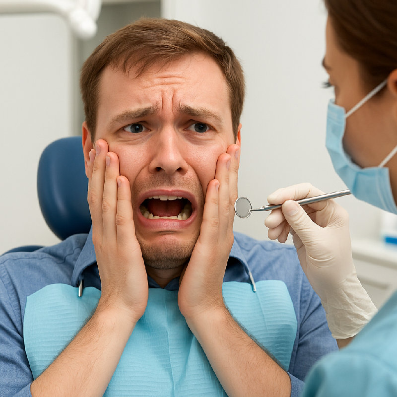 我终于鼓起勇气，去看了牙医。