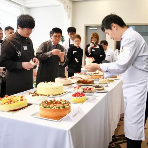 在烘焙比赛中，裁判品尝了所有的蛋糕。