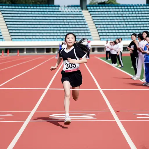 她在学校运动日赢得了200米比赛。