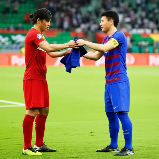 比赛结束后，球员们交换了球衣。