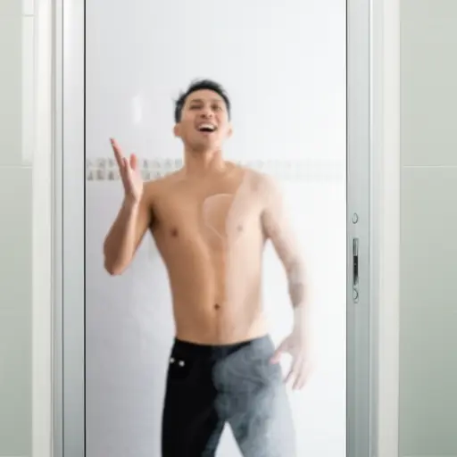 有时我听到邻居在淋浴时唱歌。