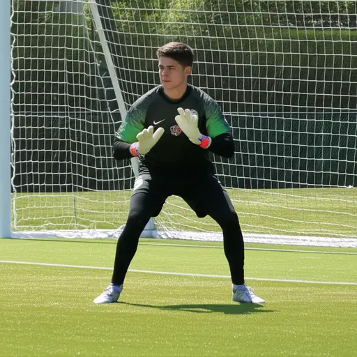 他是他大学足球队的守门员。