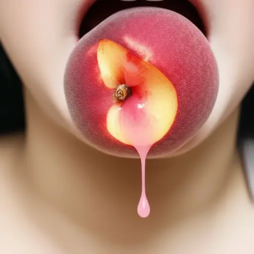 这个桃子非常多汁，果汁都滴到我的下巴上了。