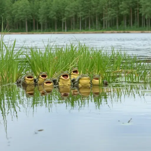 湖边的青蛙发出很大噪音。