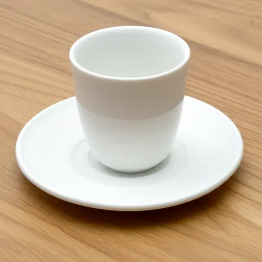 我买了一个杯子和碟子。