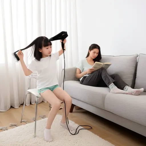 你在吹头发的时候，我在看书。