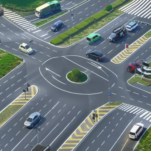 在环形交叉路口，请记得让右侧车辆先行。