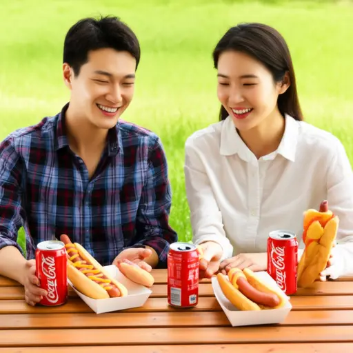 我们俩都喝了一瓶可乐，吃了一个热狗。