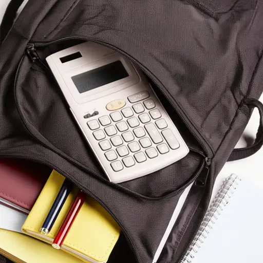 他总是在包里带一个袖珍计算器。