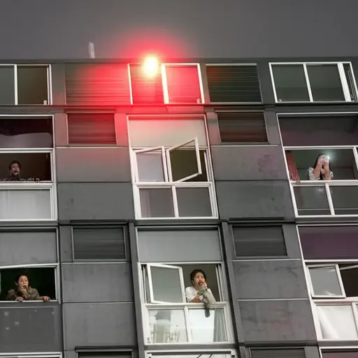 响亮的警报声吵醒了大楼里的所有人。