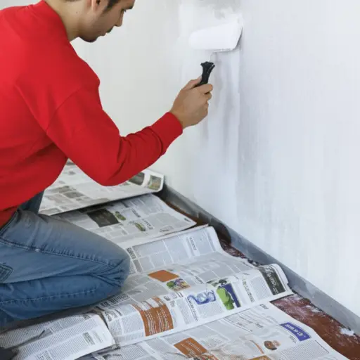 我们粉刷时用报纸保护地板。