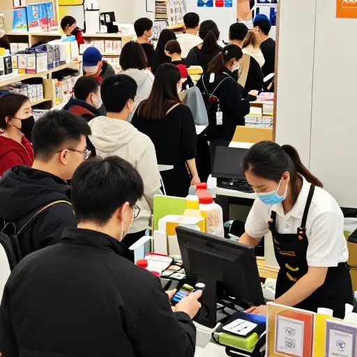 到处都很拥挤，店员压力很大，你得等几个小时付款，更不用说等待包装的时间了。