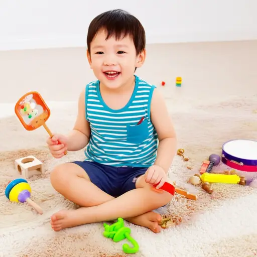 我弟弟喜欢玩音乐玩具。