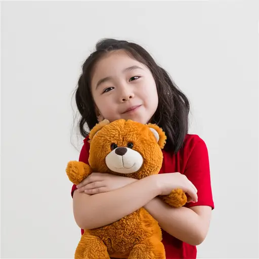 艾米丽把她的泰迪熊紧紧抱在胸前。