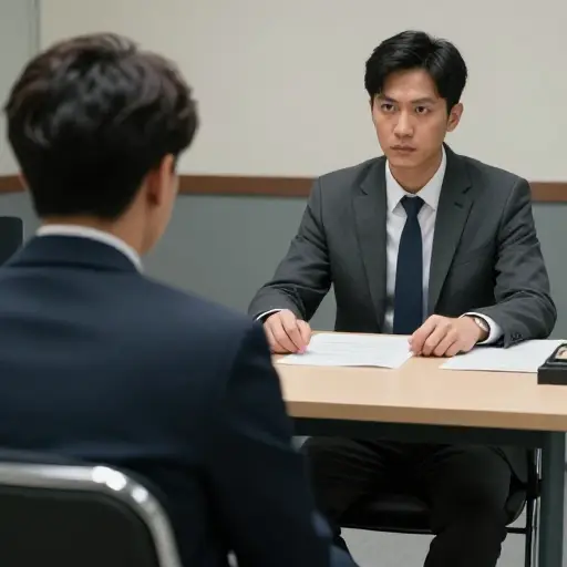 在整个审讯过程中，侦探都保持着对嫌疑人稳定的凝视。