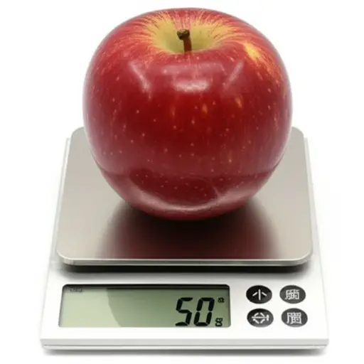 这个苹果大约重50克。