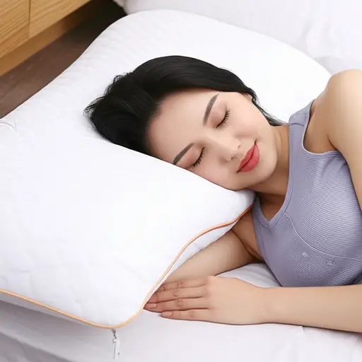 她买了一个新枕头，睡得更舒服了。