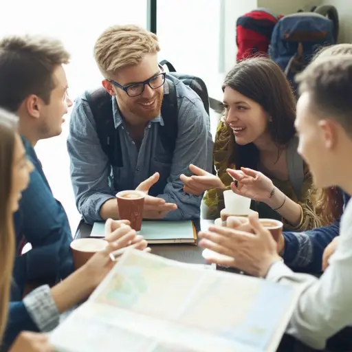 他们兴奋地聊着即将到来的旅行。