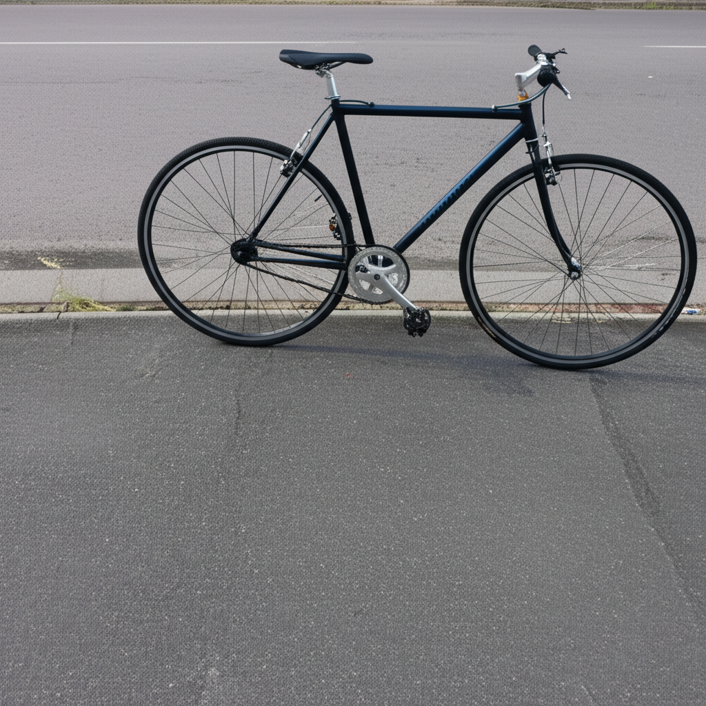 一辆自行车停在路边