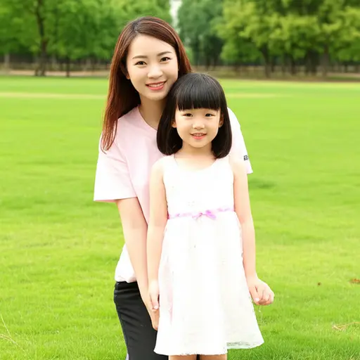 一个小孩子站在她旁边。