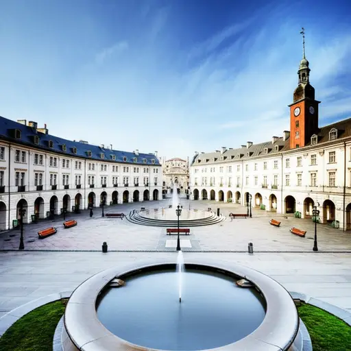 这个城镇的中心有一个大广场。