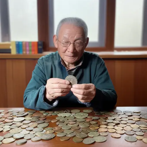 我祖父收藏来自世界各地的古币。