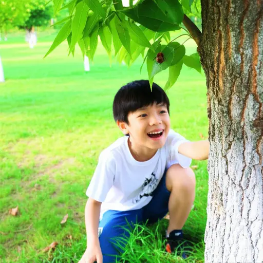 他在叶子下发现了一只虫子。